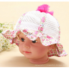 Bonnet d&#39;été en coton floral avec mailles